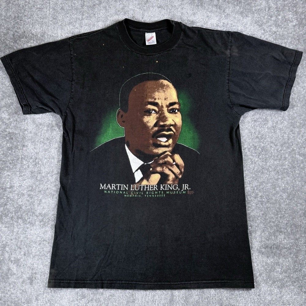 VTG Martin Luther King Jr T-Shirt Mens XL Black Short Sleeve Jerzees MLK 90s USA